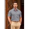 image:imageJMIERR Mens Textured Knit Polo Shirt Summer Short Sleeve Vacation Button Beach Knit Stretchy Golf ShirtsGray