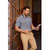 image:imageJMIERR Mens Textured Knit Polo Shirt Summer Short Sleeve Vacation Button Beach Knit Stretchy Golf ShirtsGray