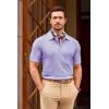image:imageJMIERR Mens Textured Knit Polo Shirt Summer Short Sleeve Vacation Button Beach Knit Stretchy Golf ShirtsLight Purple
