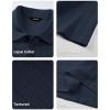 image:imageJMIERR Mens Textured Knit Polo Shirt Summer Short Sleeve Vacation Button Beach Knit Stretchy Golf ShirtsNavy Blue