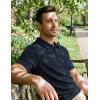 image:imageJMIERR Mens Textured Knit Polo Shirt Summer Short Sleeve Vacation Button Beach Knit Stretchy Golf ShirtsNavy Blue