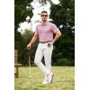 image:imageJMIERR Mens Textured Knit Polo Shirt Summer Short Sleeve Vacation Button Beach Knit Stretchy Golf ShirtsPink