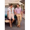 image:imageJMIERR Mens Textured Knit Polo Shirt Summer Short Sleeve Vacation Button Beach Knit Stretchy Golf ShirtsPink