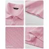image:imageJMIERR Mens Textured Knit Polo Shirt Summer Short Sleeve Vacation Button Beach Knit Stretchy Golf ShirtsPink