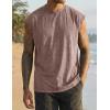 image:imageJMIERR Mens 100 Cotton Sleeveless Tank Tops Cut Off Muscle Gym T Shirts Casual Beach Loose Fit TeesBeige