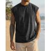 image:imageJMIERR Mens 100 Cotton Sleeveless Tank Tops Cut Off Muscle Gym T Shirts Casual Beach Loose Fit TeesBlack