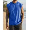 image:imageJMIERR Mens 100 Cotton Sleeveless Tank Tops Cut Off Muscle Gym T Shirts Casual Beach Loose Fit TeesBlue