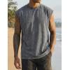 image:imageJMIERR Mens 100 Cotton Sleeveless Tank Tops Cut Off Muscle Gym T Shirts Casual Beach Loose Fit TeesGrey