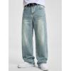 image:imageJMIERR Mens Baggy Jeans Wide Leg Skater Hip Hop Denim Pants Loose Fit StreetwearStone Blue