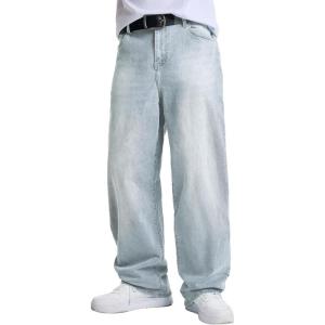 image:imageJMIERR Mens Baggy Jeans Wide Leg Skater Hip Hop Denim Pants Loose Fit StreetwearLight Blue