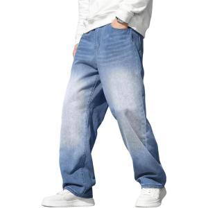image:imageJMIERR Mens Baggy Jeans Wide Leg Skater Hip Hop Denim Pants Loose Fit StreetwearSky Blue