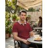 image:imageJMIERR Mens Casual Short Sleeve Cable Knit Texture Polo Shirts Cotton Stretch Johnny Collar Tee Summer Vacation Golf ShirtsBurgundy