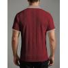 image:imageJMIERR Mens Casual Short Sleeve Cable Knit Texture Polo Shirts Cotton Stretch Johnny Collar Tee Summer Vacation Golf ShirtsBurgundy