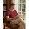 image:imageJMIERR Mens Casual Short Sleeve Cable Knit Texture Polo Shirts Cotton Stretch Johnny Collar Tee Summer Vacation Golf ShirtsBurgundy