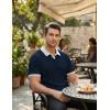 image:imageJMIERR Mens Casual Short Sleeve Cable Knit Texture Polo Shirts Cotton Stretch Johnny Collar Tee Summer Vacation Golf ShirtsNavy Blue