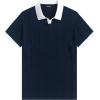 image:imageJMIERR Mens Casual Short Sleeve Cable Knit Texture Polo Shirts Cotton Stretch Johnny Collar Tee Summer Vacation Golf ShirtsNavy Blue