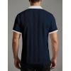 image:imageJMIERR Mens Casual Short Sleeve Cable Knit Texture Polo Shirts Cotton Stretch Johnny Collar Tee Summer Vacation Golf ShirtsNavy Blue