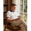 image:imageJMIERR Mens Casual Short Sleeve Cable Knit Texture Polo Shirts Cotton Stretch Johnny Collar Tee Summer Vacation Golf ShirtsWhite