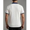 image:imageJMIERR Mens Casual Short Sleeve Cable Knit Texture Polo Shirts Cotton Stretch Johnny Collar Tee Summer Vacation Golf ShirtsWhite