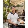 image:imageJMIERR Mens Casual Short Sleeve Cable Knit Texture Polo Shirts Cotton Stretch Johnny Collar Tee Summer Vacation Golf ShirtsWhite