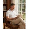 image:imageJMIERR Mens Casual Short Sleeve Cable Knit Texture Polo Shirts Cotton Stretch Johnny Collar Tee Summer Vacation Golf ShirtsWhite Collar