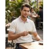 image:imageJMIERR Mens Casual Short Sleeve Cable Knit Texture Polo Shirts Cotton Stretch Johnny Collar Tee Summer Vacation Golf ShirtsWhite Collar