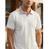 image:imageJMIERR Mens Casual Short Sleeve Cable Knit Texture Polo Shirts Cotton Stretch Johnny Collar Tee Summer Vacation Golf ShirtsWhite Collar