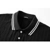 image:imageJMIERR Mens Polo Shirt Textured Knit Button Casual Short Sleeve Summer Vacation Beach Stretchy Golf ShirtsBlack Stripe
