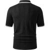 image:imageJMIERR Mens Polo Shirt Textured Knit Button Casual Short Sleeve Summer Vacation Beach Stretchy Golf ShirtsBlack Stripe