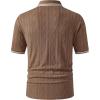 image:imageJMIERR Mens Polo Shirt Textured Knit Button Casual Short Sleeve Summer Vacation Beach Stretchy Golf ShirtsBrown Stripe