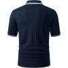 image:imageJMIERR Mens Polo Shirt Textured Knit Button Casual Short Sleeve Summer Vacation Beach Stretchy Golf ShirtsNavy Stripe