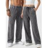 image:imageJMIERR Mens Baggy Sweatpants Wide Leg Acid Washed Cotton Casual PantsDark Grey
