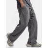 image:imageJMIERR Mens Baggy Sweatpants Wide Leg Acid Washed Cotton Casual PantsDark Grey