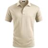 image:imageJMIERR Mens Casual Polo Shirt Short Sleeve Vacation Button Summer Beach Knit Stretchy Golf ShirtsApricot