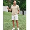 image:imageJMIERR Mens Casual Polo Shirt Short Sleeve Vacation Button Summer Beach Knit Stretchy Golf ShirtsApricot