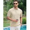 image:imageJMIERR Mens Casual Polo Shirt Short Sleeve Vacation Button Summer Beach Knit Stretchy Golf ShirtsApricot