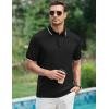 image:imageJMIERR Mens Casual Polo Shirt Short Sleeve Vacation Button Summer Beach Knit Stretchy Golf ShirtsBlack