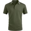 image:imageJMIERR Mens Casual Polo Shirt Short Sleeve Vacation Button Summer Beach Knit Stretchy Golf ShirtsGreen