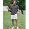 image:imageJMIERR Mens Casual Polo Shirt Short Sleeve Vacation Button Summer Beach Knit Stretchy Golf ShirtsGrey