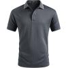 image:imageJMIERR Mens Casual Polo Shirt Short Sleeve Vacation Button Summer Beach Knit Stretchy Golf ShirtsGrey