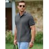 image:imageJMIERR Mens Casual Polo Shirt Short Sleeve Vacation Button Summer Beach Knit Stretchy Golf ShirtsGrey