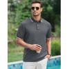 image:imageJMIERR Mens Casual Polo Shirt Short Sleeve Vacation Button Summer Beach Knit Stretchy Golf ShirtsGrey