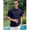 image:imageJMIERR Mens Casual Polo Shirt Short Sleeve Vacation Button Summer Beach Knit Stretchy Golf ShirtsNavy Blue