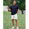 image:imageJMIERR Mens Casual Polo Shirt Short Sleeve Vacation Button Summer Beach Knit Stretchy Golf ShirtsNavy Blue