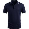 image:imageJMIERR Mens Casual Polo Shirt Short Sleeve Vacation Button Summer Beach Knit Stretchy Golf ShirtsNavy Blue