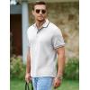 image:imageJMIERR Mens Casual Polo Shirt Short Sleeve Vacation Button Summer Beach Knit Stretchy Golf ShirtsWhite