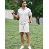 image:imageJMIERR Mens Casual Polo Shirt Short Sleeve Vacation Button Summer Beach Knit Stretchy Golf ShirtsWhite