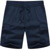 image:imageJMIERR Mens Casual Stretch Cargo Shorts Classic Drawstring Elastic Waist Summer Work Short with Multi PocketsDirty Blue