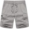 image:imageJMIERR Mens Casual Stretch Cargo Shorts Classic Drawstring Elastic Waist Summer Work Short with Multi PocketsGrey