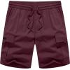 image:imageJMIERR Mens Casual Stretch Cargo Shorts Classic Drawstring Elastic Waist Summer Work Short with Multi PocketsRed 2